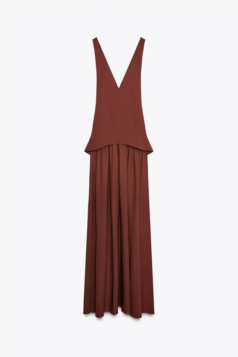 Vestido midi marrón