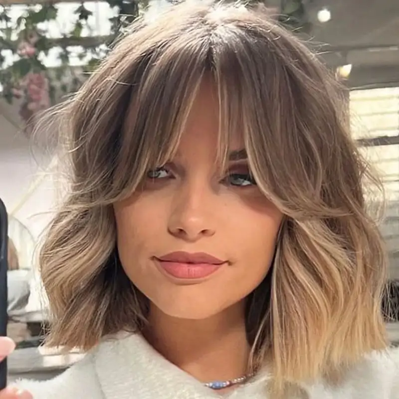 Cortes con flequillo cortina desfilado: long bob