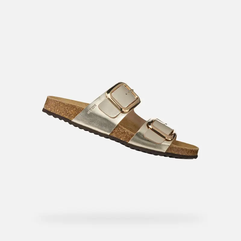 sandalia birkenstock metalizada de geox 