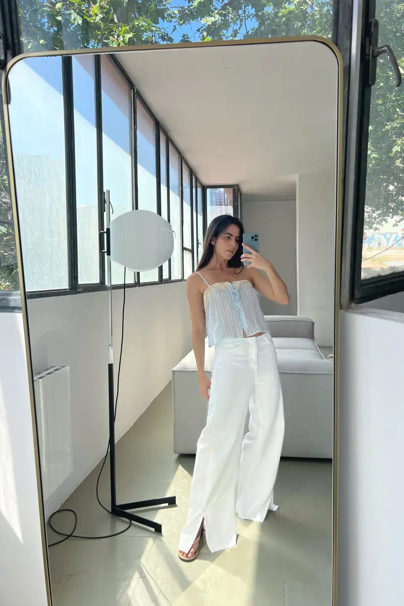 pantalon ancho blanco zara