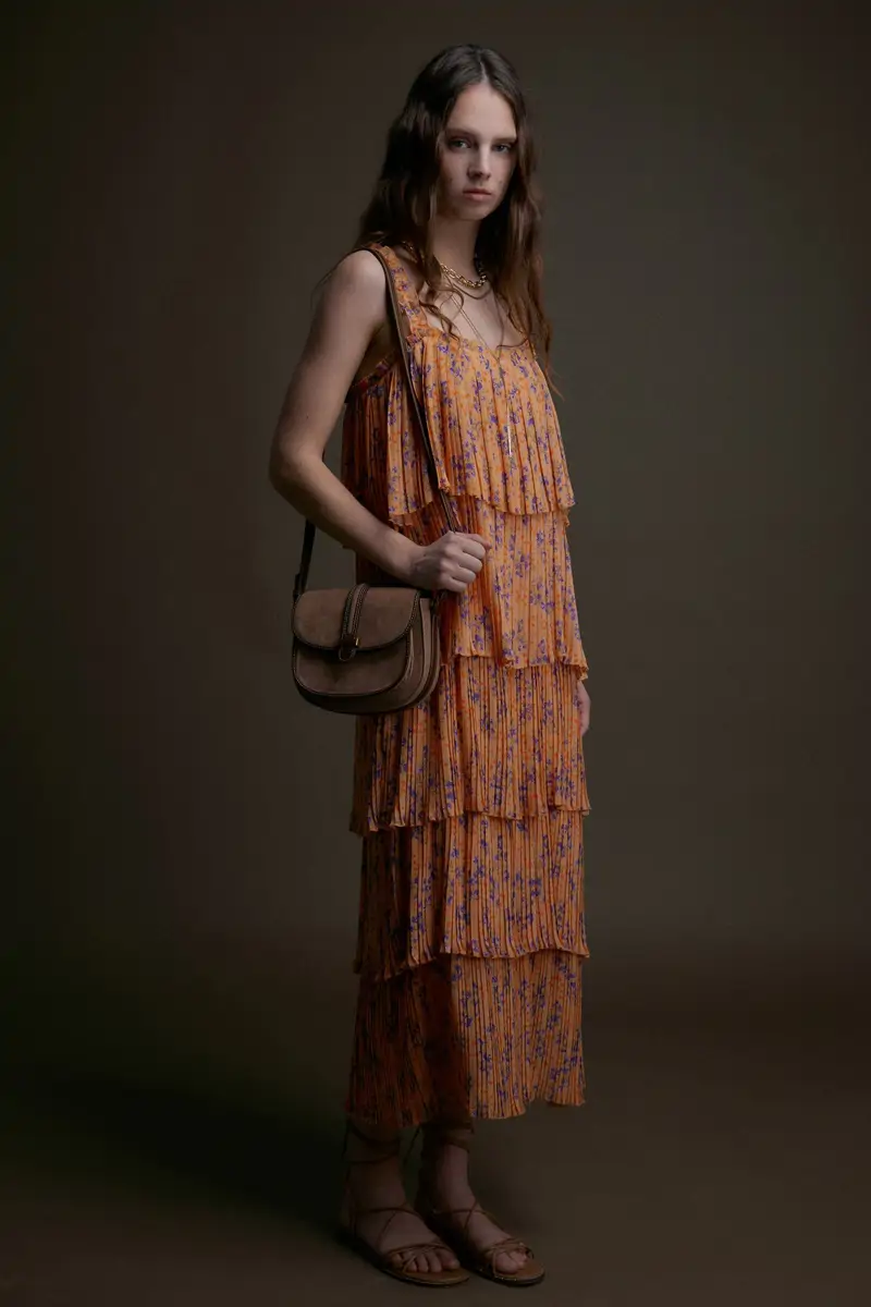 vestido estampado plisado sfera
