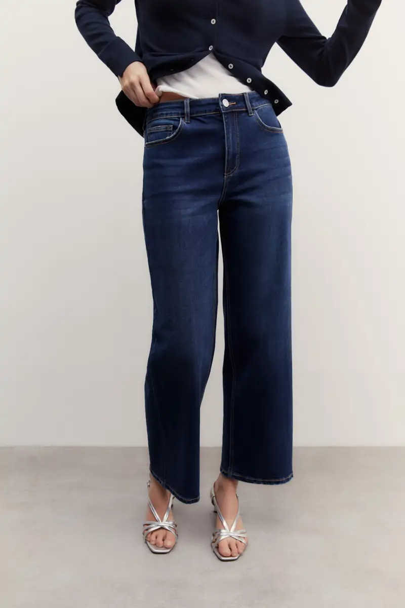 pantalon vaquero recto sfera cropped