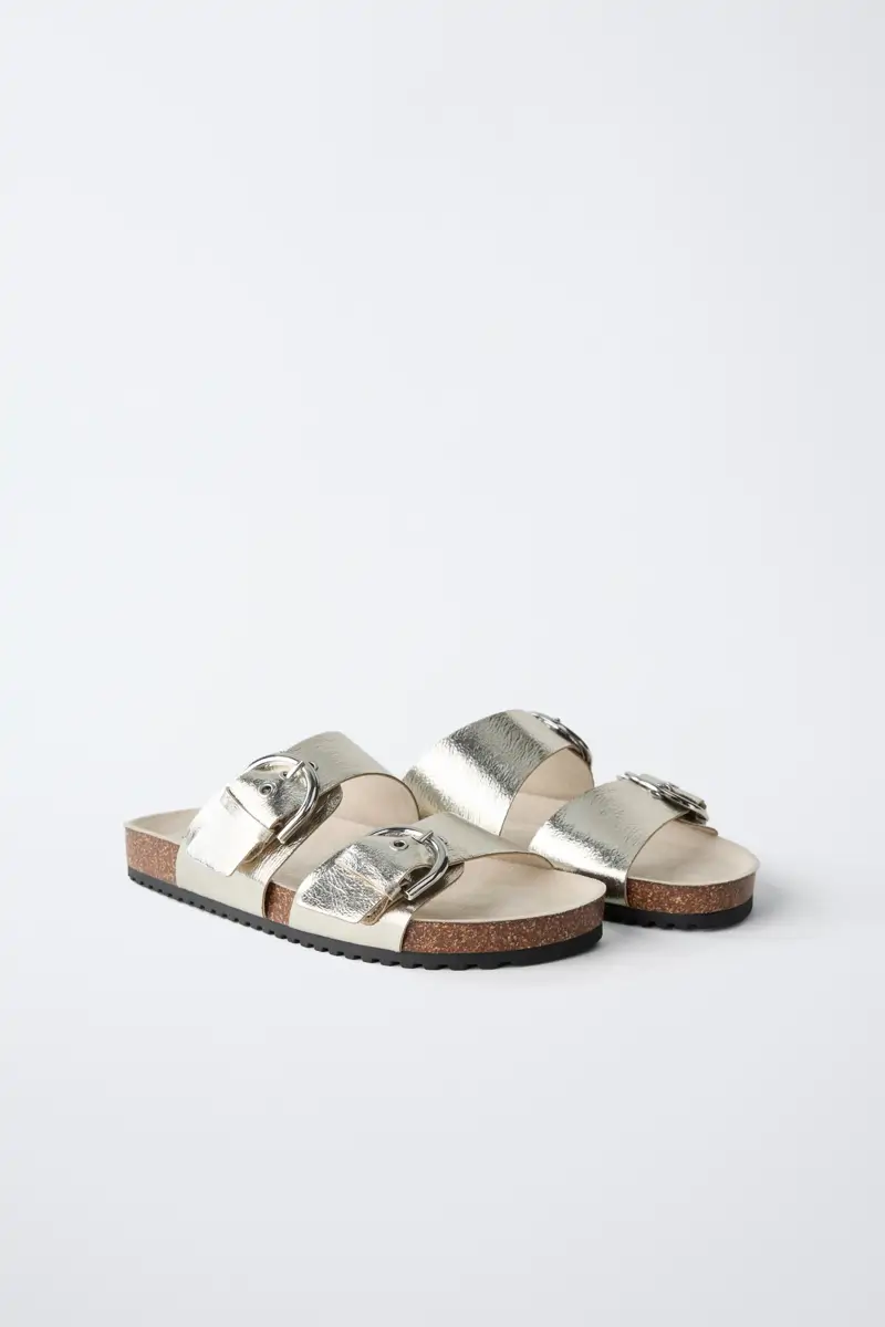 sandalias doradas zara