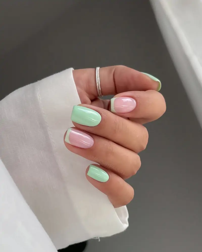 uñas pastel para verano Verde menta