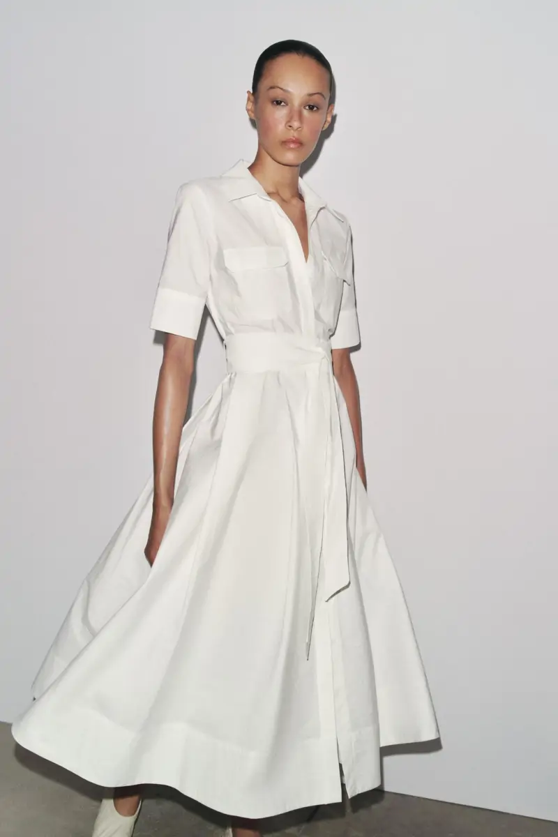 Vestido camisero de popelín