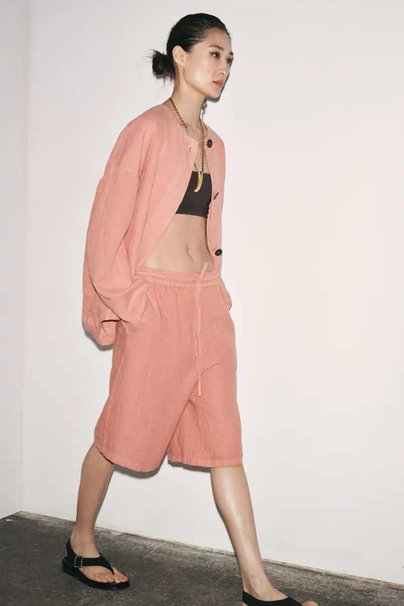 bermudas rosas lino zara