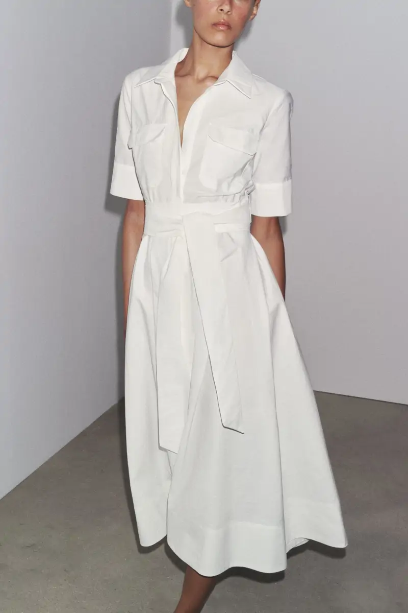vestido camisero blanco zara