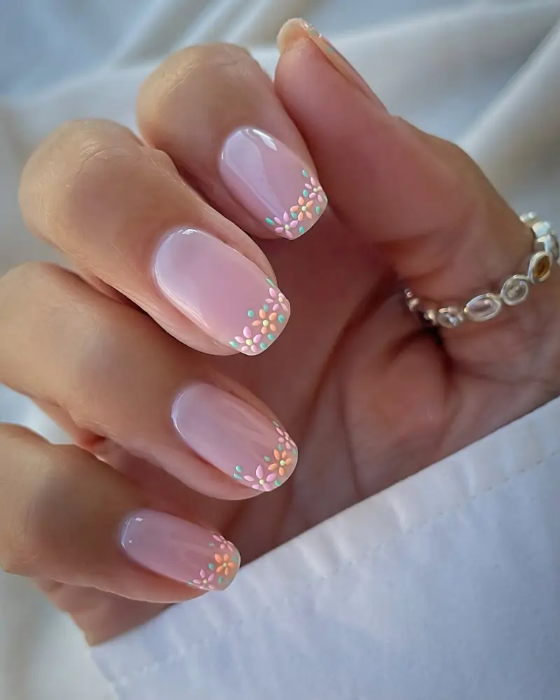 Con punta floreada boda uñas francesas elegantes?