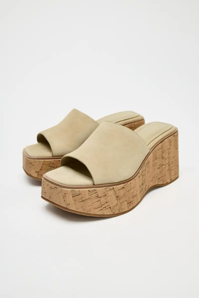 sandalias plataforma zara madera