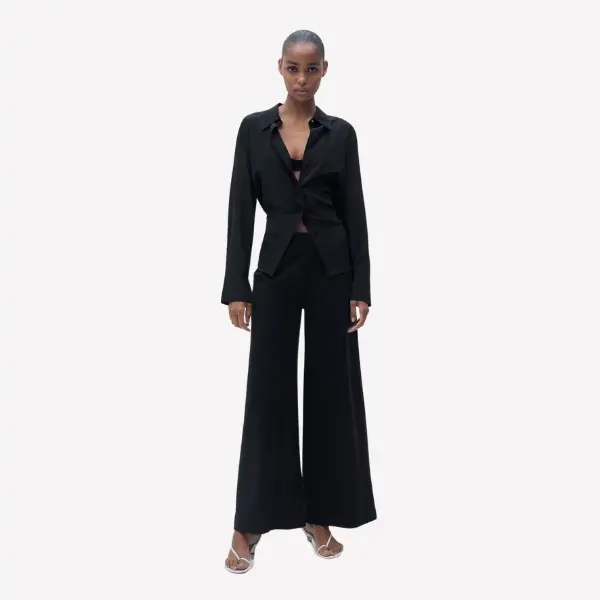 Pantalón palazzo crop mezcla algodón