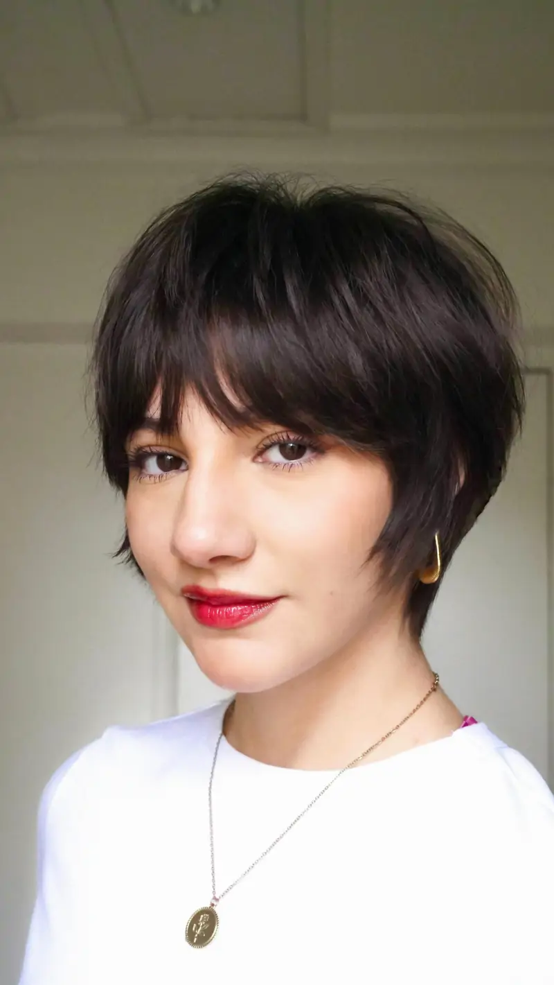 cortes de pelo corto desenfadados Bixie con flequillo