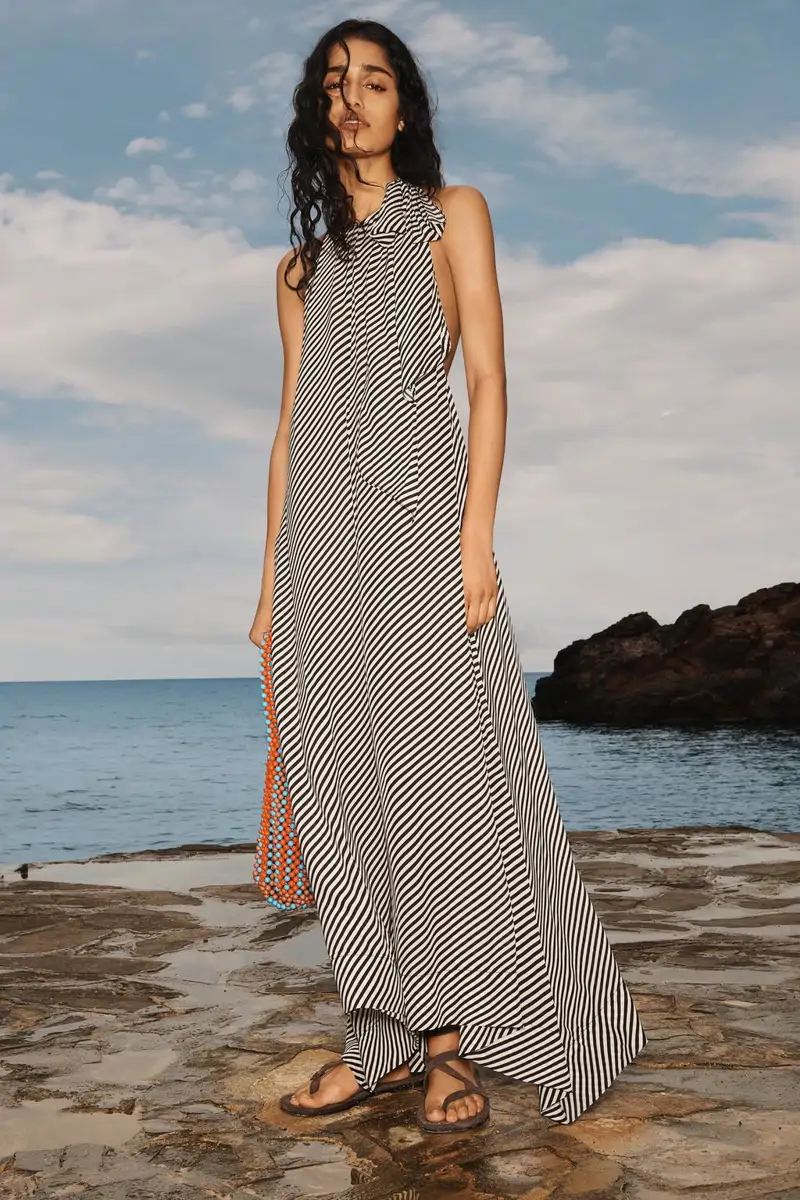 vestido rayas estampado halter zara