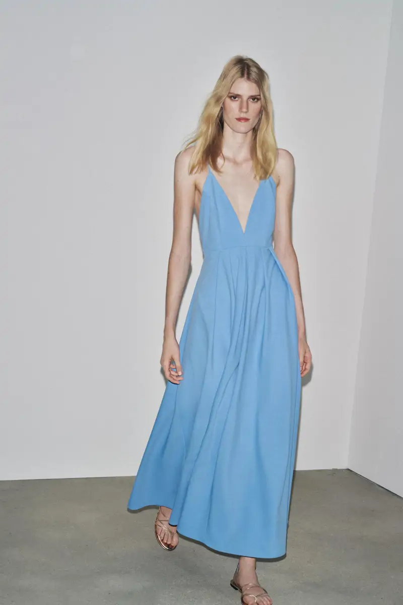 vestido azul celeste zara
