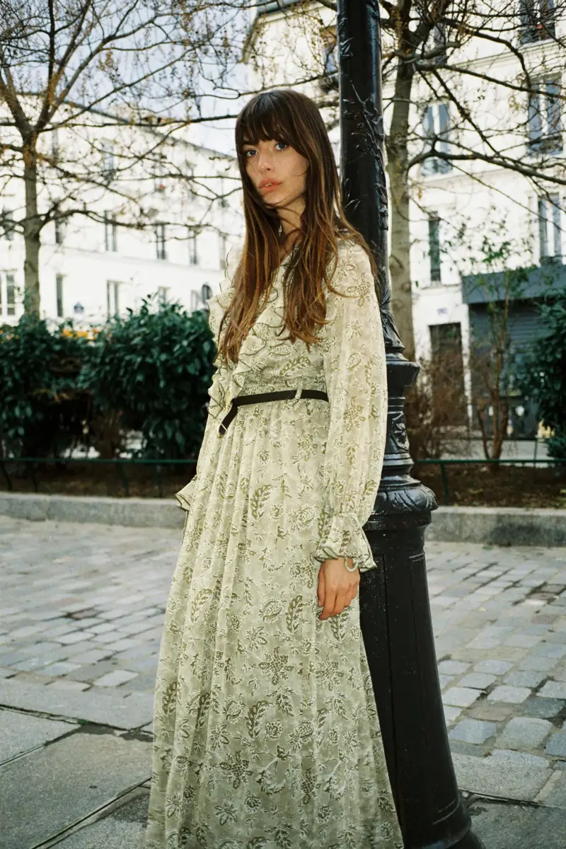 vestido estampado volantes zara