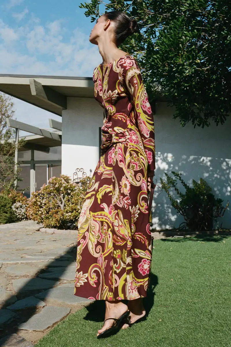 vestido midi estampado zara manga larga