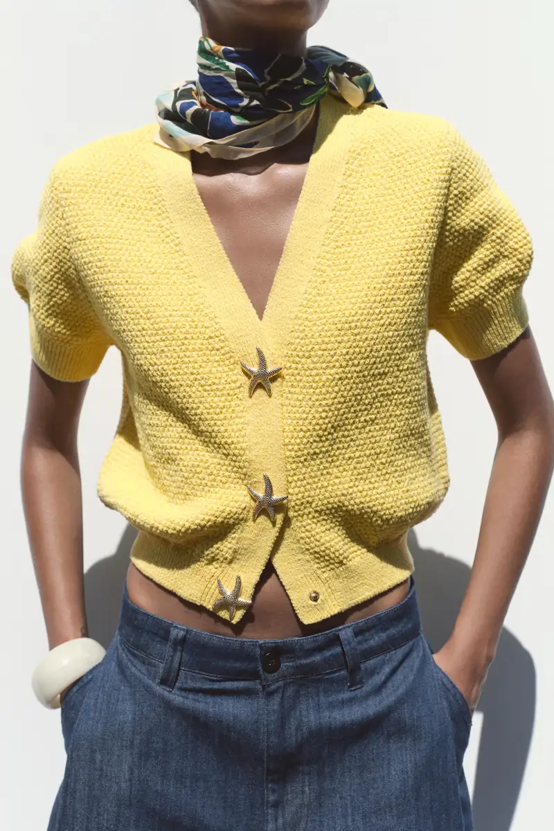 chaqueta punto botones estrella zara