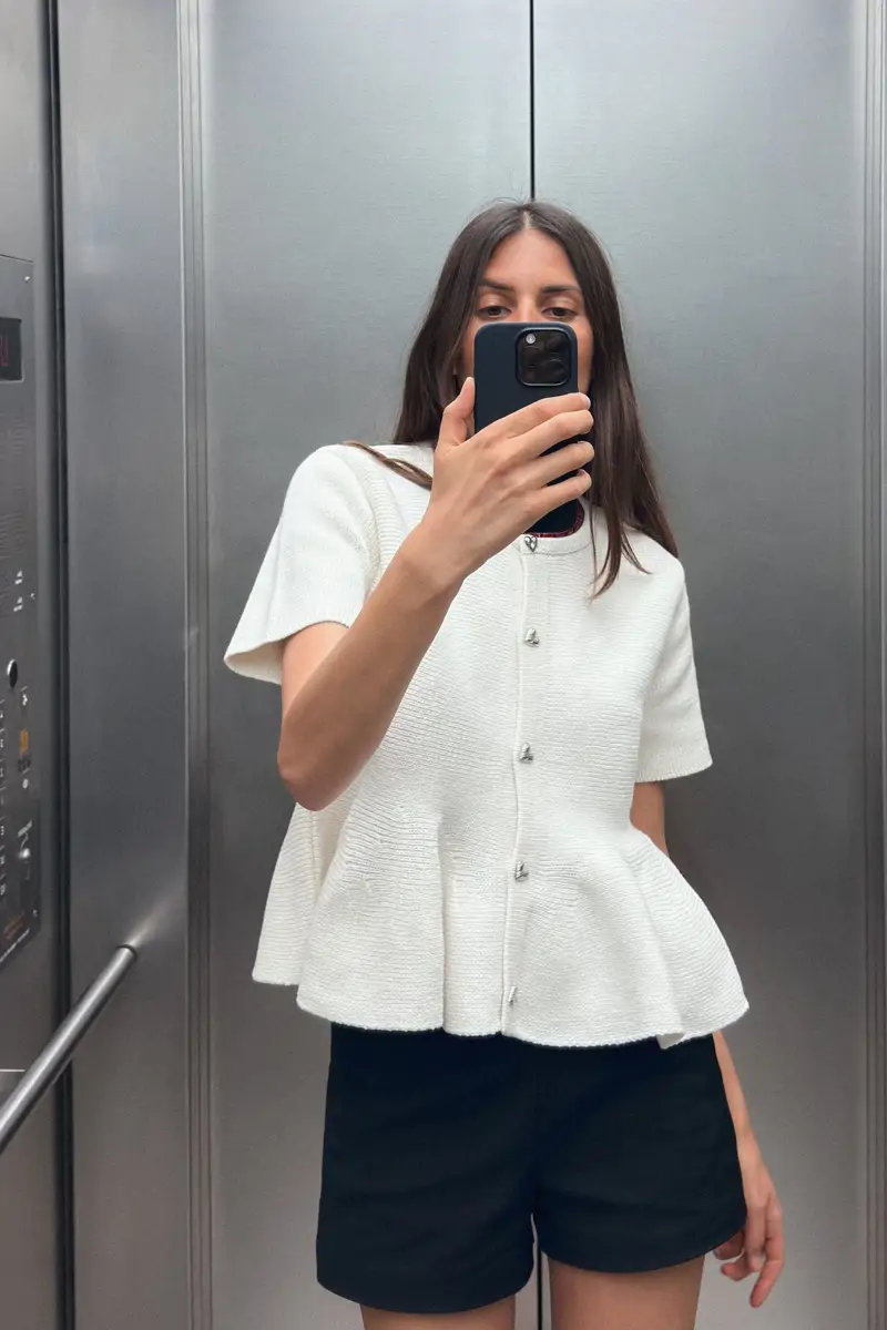 chaqueta punto peplum blanca zara
