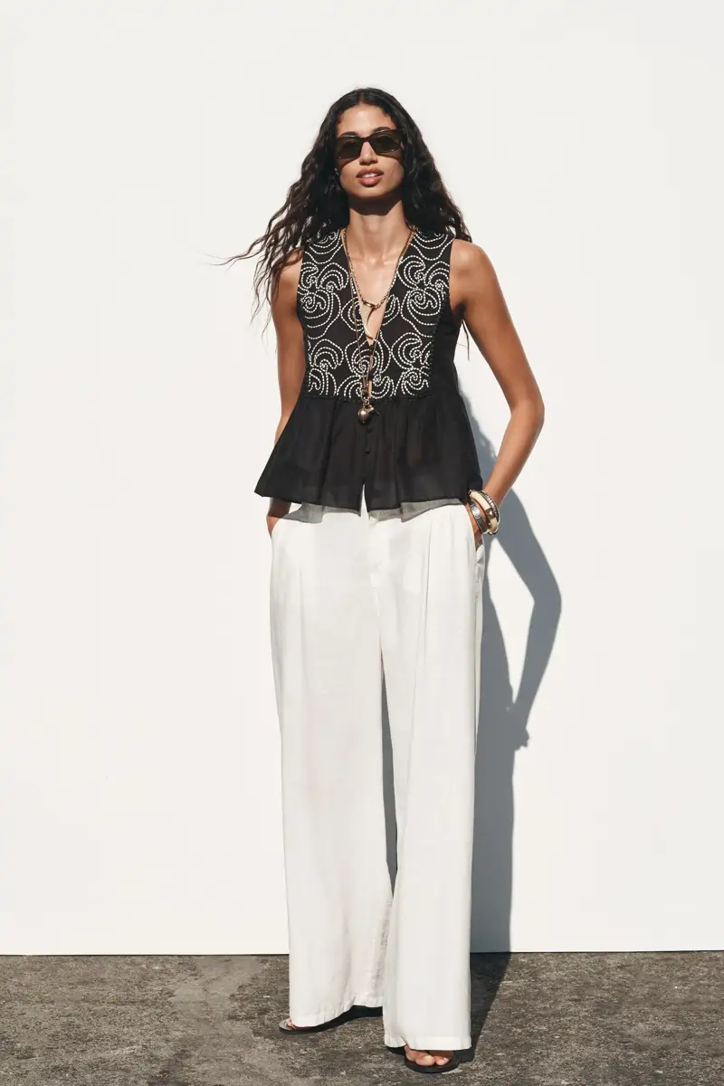 blusa bordados zara