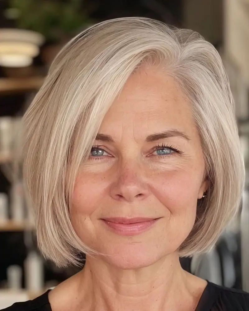 cortes de pelo corto para mujeres de 60 y cara redonda para verano 2025 Bixie