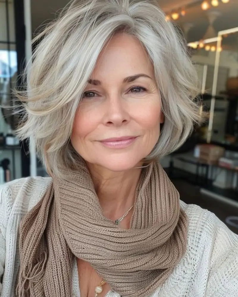 cortes de pelo corto para mujeres de 60 y cara redonda para verano 2025 bob escalado