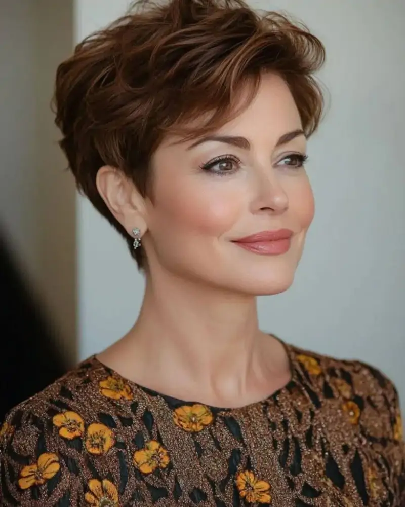 cortes de pelo corto para mujeres de 60 y cara redonda para verano 2025 pixie