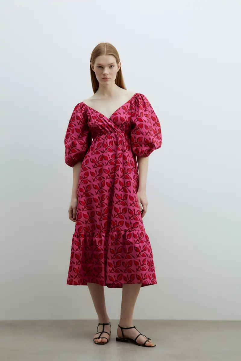 vestido popelin estampado sfera