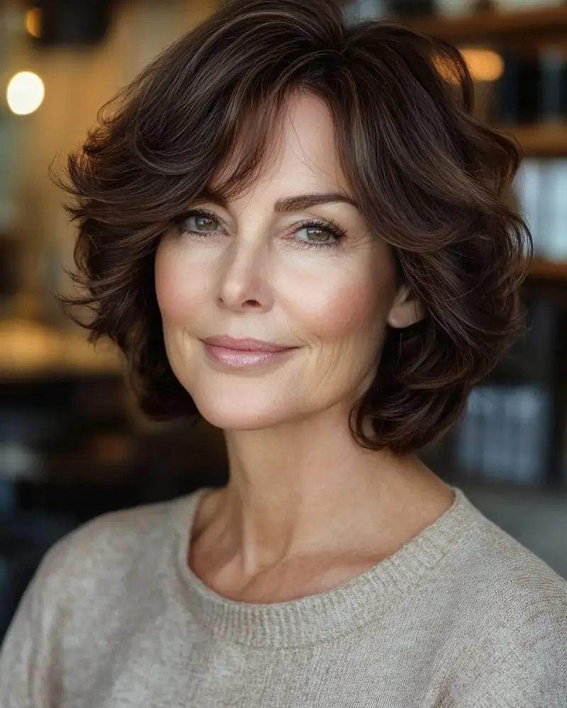 Wavy bob cortes de pelo corto para mujeres de 60 y cara redonda para verano 2025