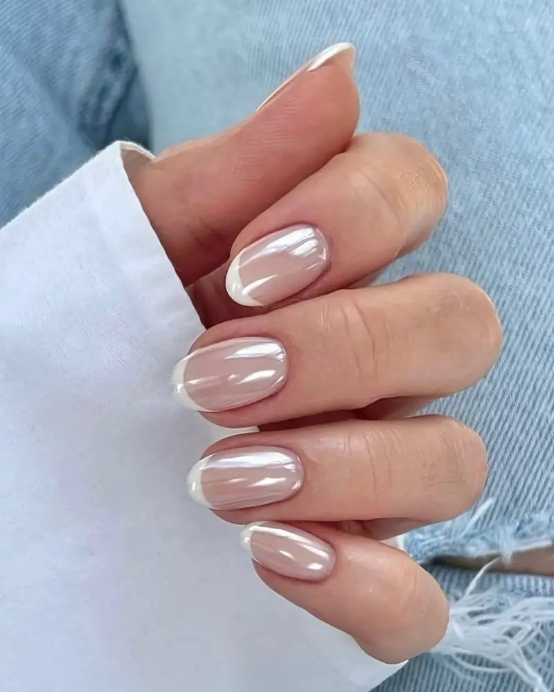 uñas decoradas tonos neutros Francesas glaseadas
