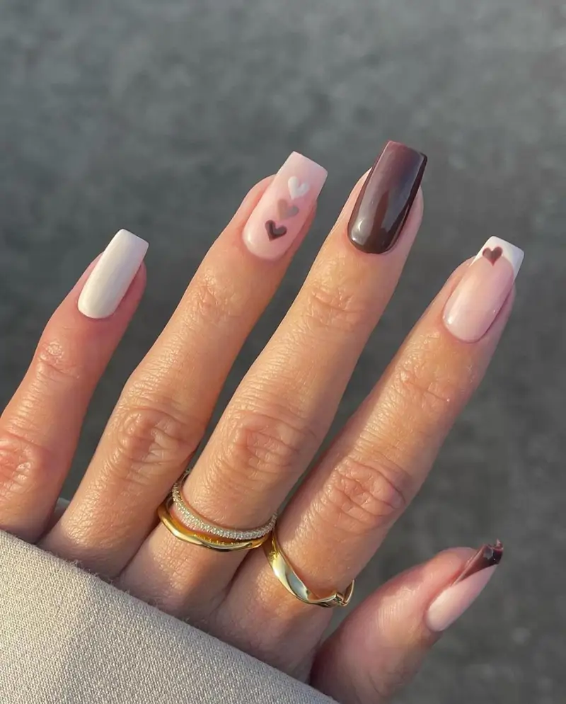 uñas decoradas tonos neutros Otoñales