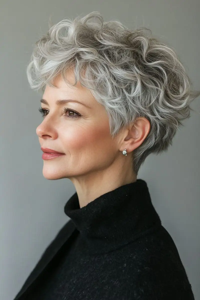 Cortes de pelo rizado canas +60