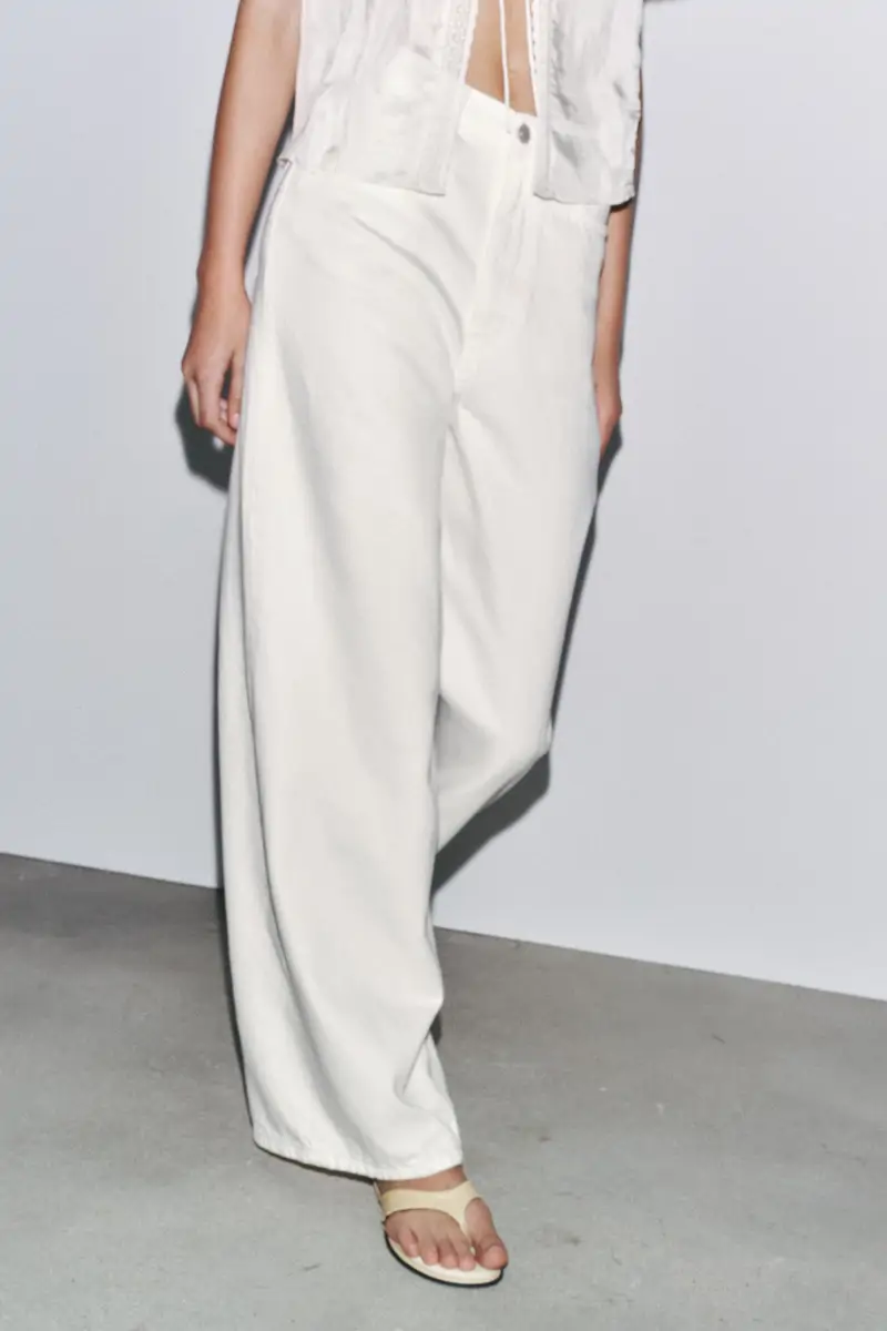 pantalon blanco vaquero zara