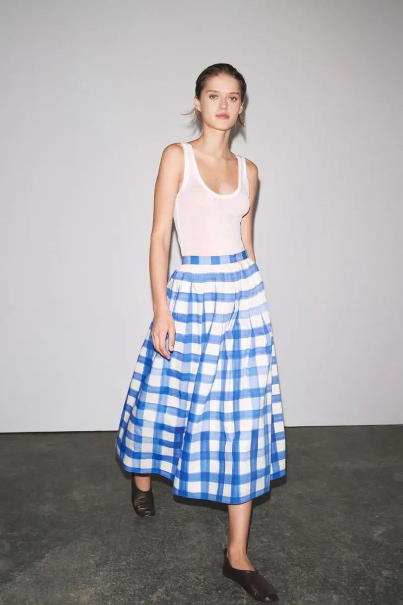 Falda midi cuadros ZW Collection