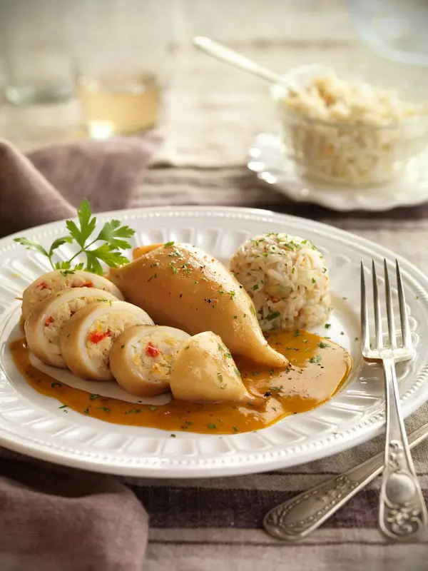 recetas con calamares rellenos de merluza