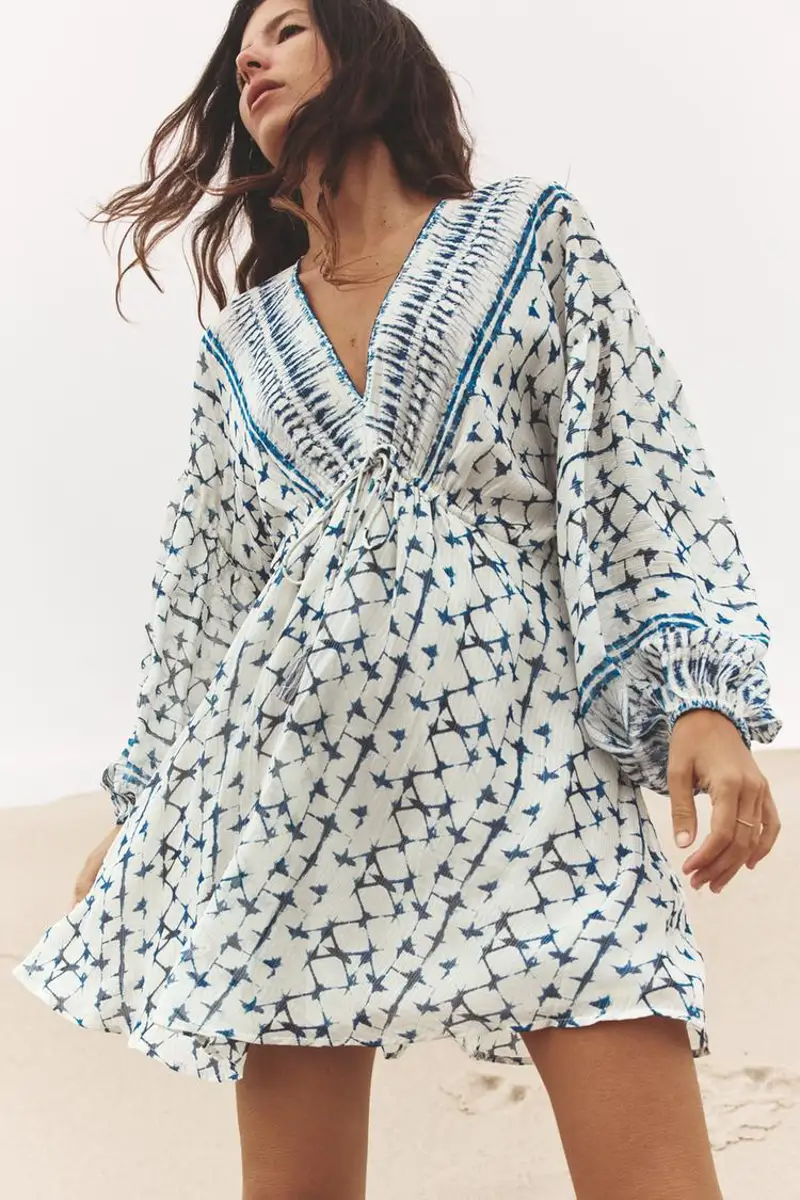 Vestido estampado hilo metalizado