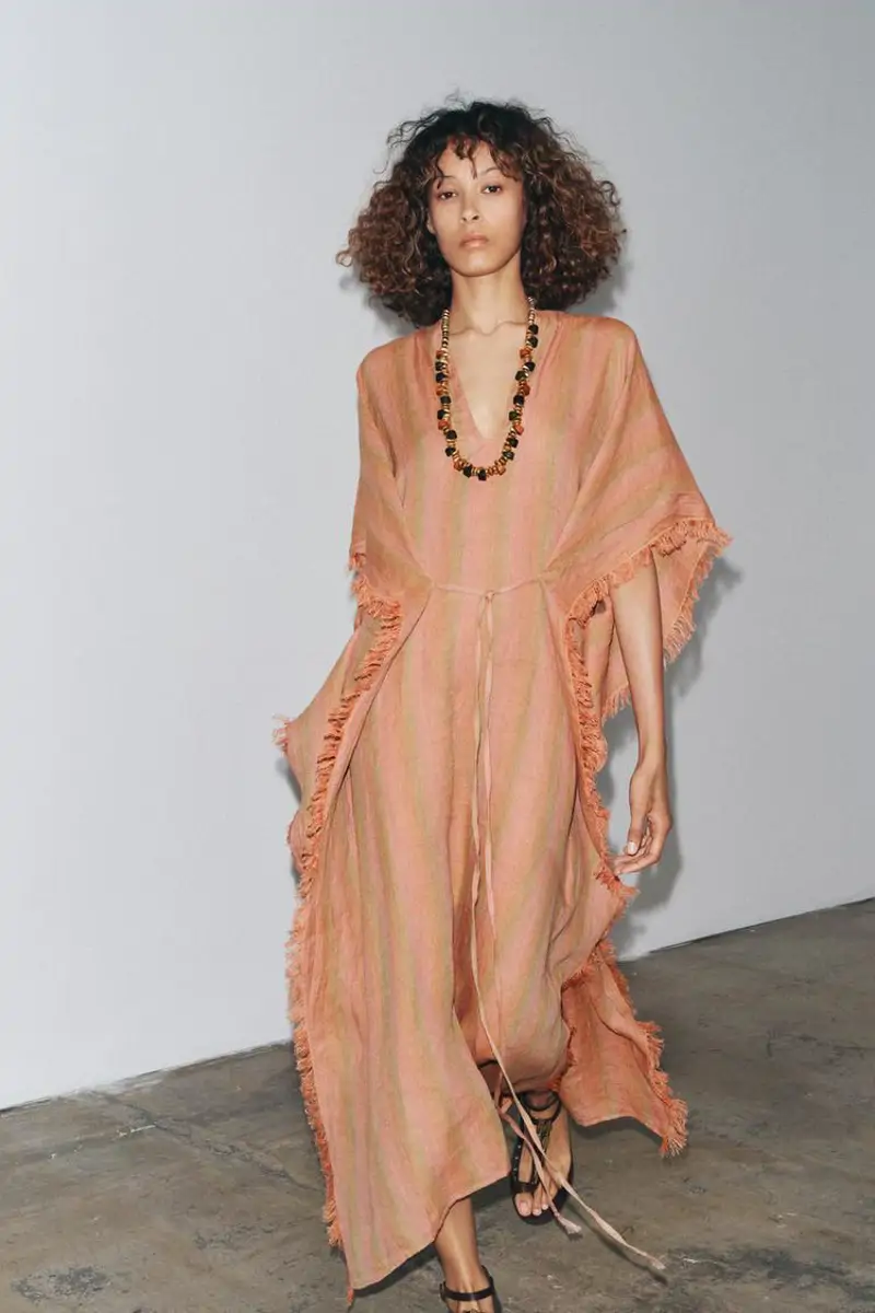 Vestido kaftán de lino 100%