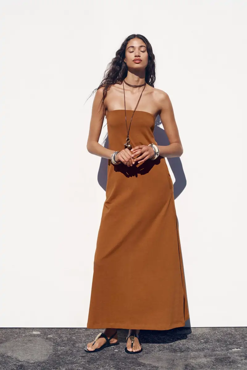 vestido palabra honor zara