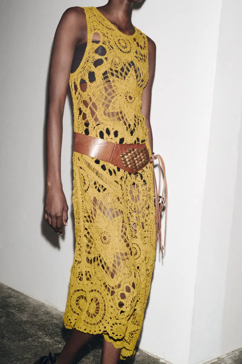 vestido asimetrico crochet zara