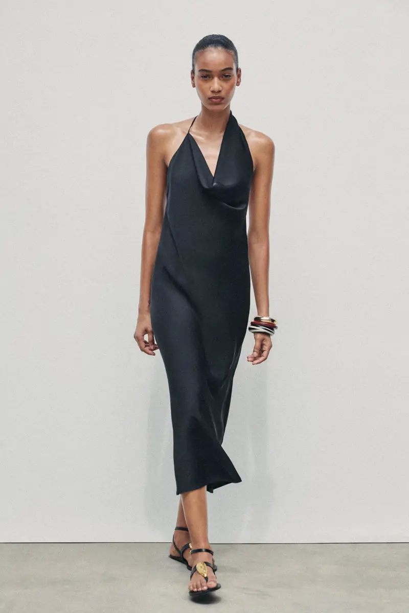 vestido asimetrico lencero zara