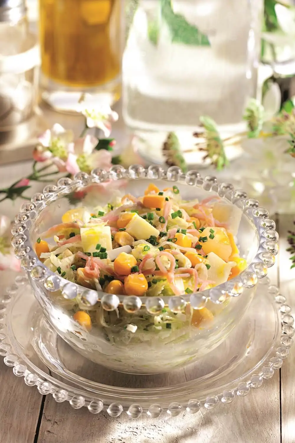 cenas frías sin cocinar Ensalada de piña, jamón y queso