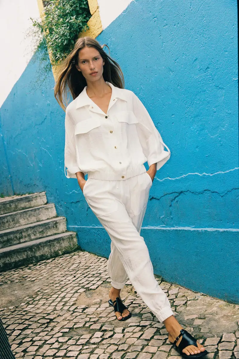 pantalon blanco puño zara