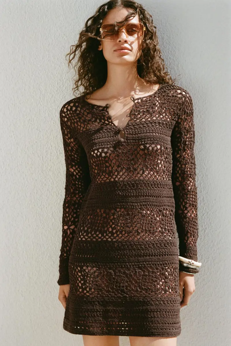 Vestido mini de punto crochet