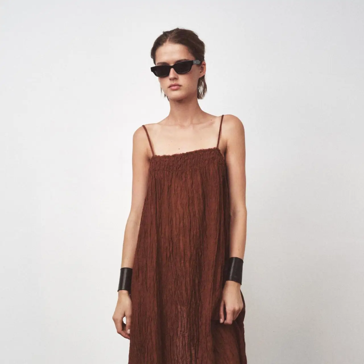 vestidos de zara marrones