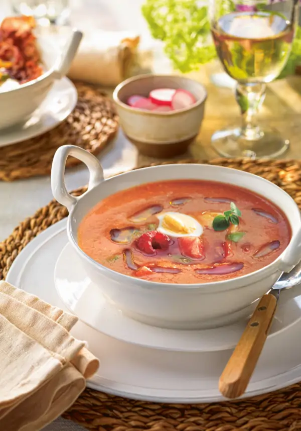 cenas frías sin cocinar Gazpacho de tomatitos y sandía