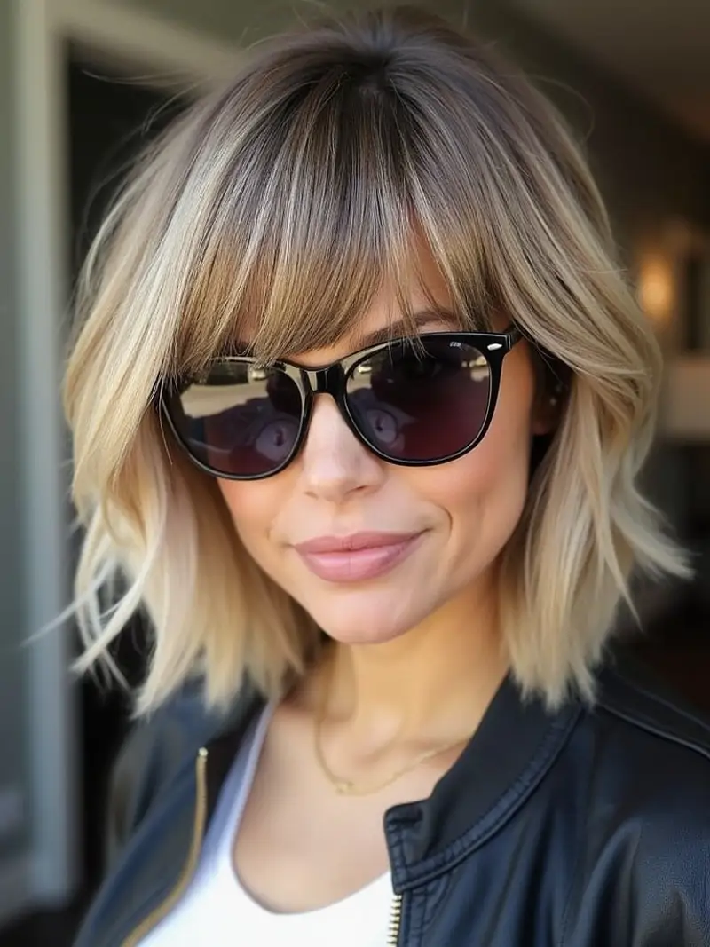 Long bob a capas flequillo largo desfilado