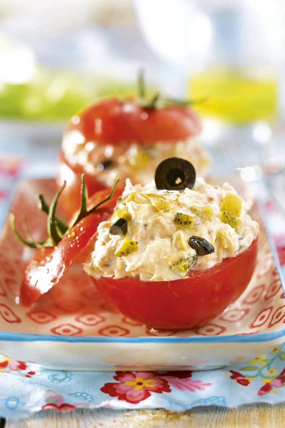 cenas frías sin cocinar tomates rellenos atún
