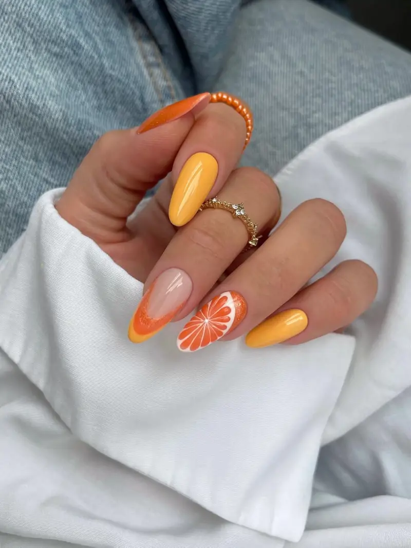 Ideas uñas naranjas elegantes