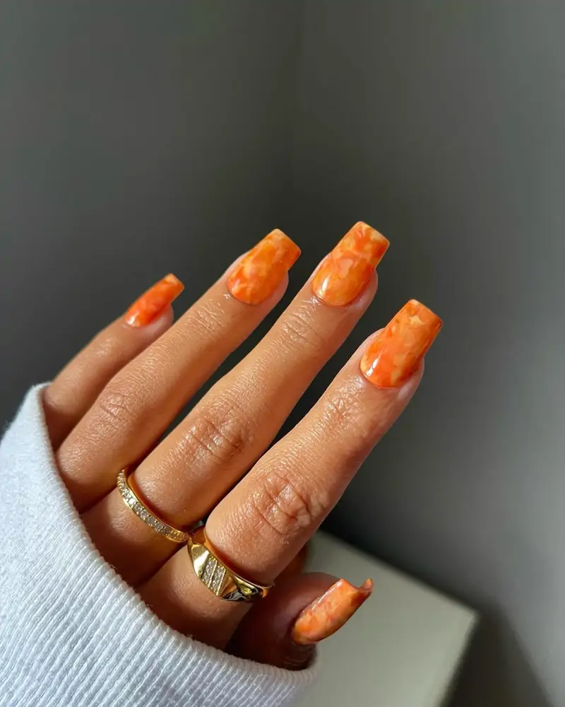 Ideas uñas naranjas elegantes