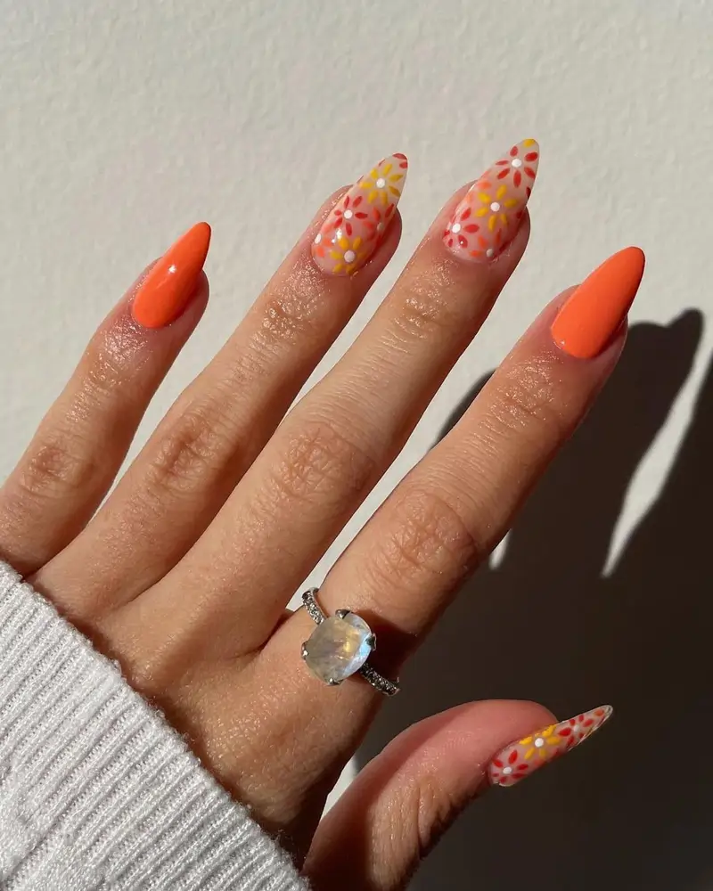 Ideas uñas naranjas elegantes