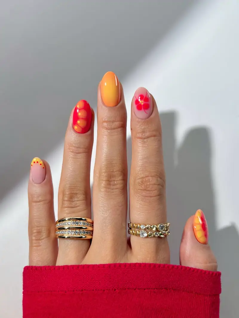 Ideas uñas naranjas elegantes