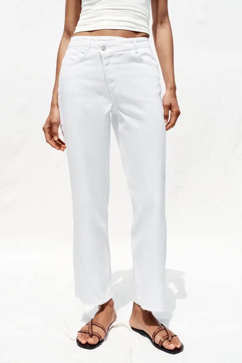 vaquero tiro alto blanco zara